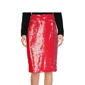 Dondup Red Sequin Skirt